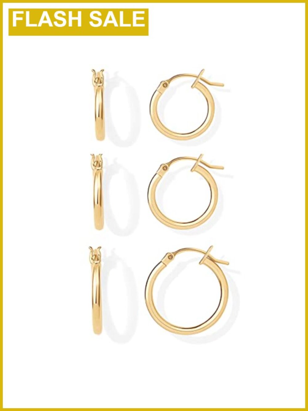 18K Gold Plated Small Huggie Hoop Earrings Set for Women - 3 Pairs,